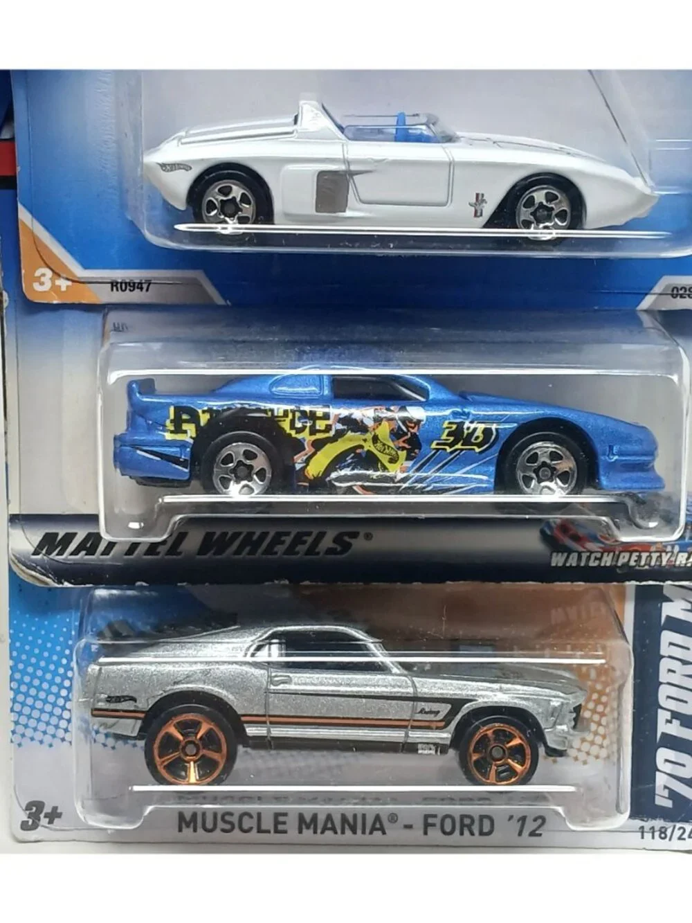 3 Hot Wheels 62 Ford Mustang Concept, Cobr, Mach 1 DieCast Cars Sealed New #D-18